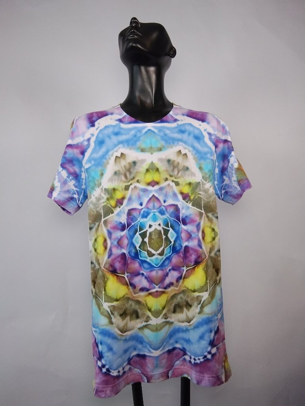Small Unisex Bella-Canvas 3001C “Mandala” Ice Dyed T-Shirt